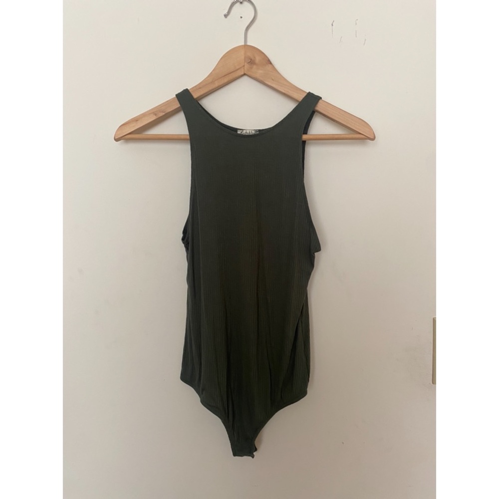 Free People Dark Green Bodysuit